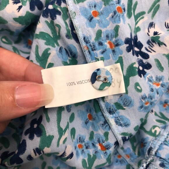 Poupette St Barth Ivy Floral Tiered Maxi Dress Size M Sky Blue Daffodil - Picture 10 of 10